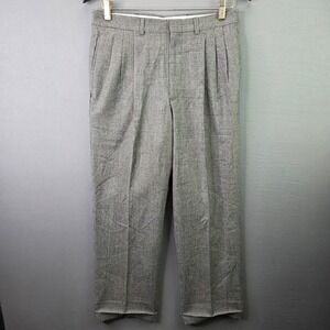 Elite Dress Pants Mens 31x29 Grey Glen Plaid Pleated Straight Leg Trousers
